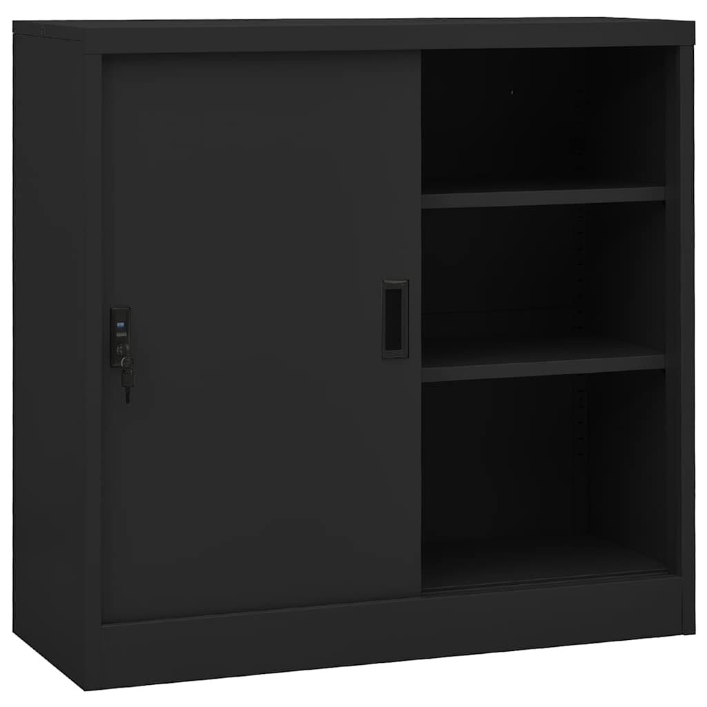 vidaXL Офис шкаф с плъзгаща се врата антрацит 90x40x90 см стомана