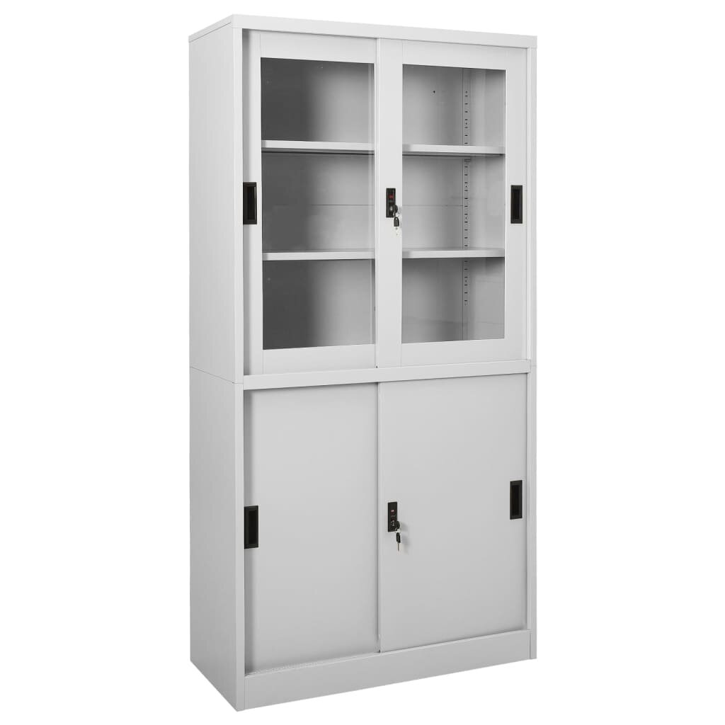 vidaXL Офис шкаф с плъзгаща се врата светлосив 90x40x180 см стомана