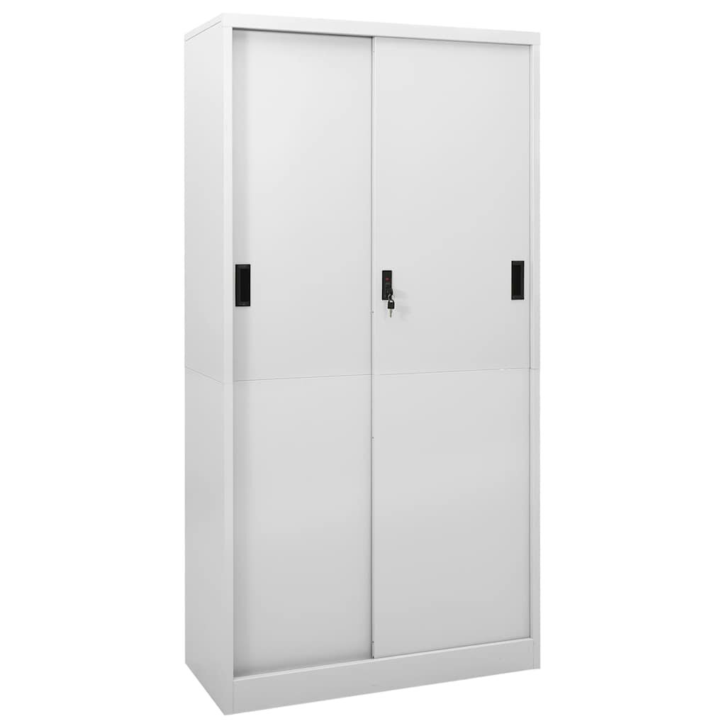 vidaXL Офис шкаф с плъзгаща се врата светлосив 90x40x180 см стомана