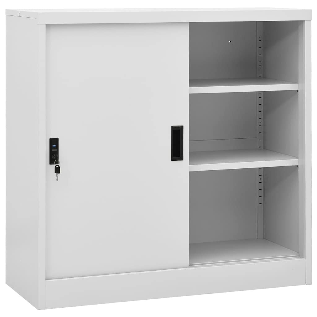 vidaXL Офис шкаф с плъзгаща се врата светлосив 90x40x90 см стомана