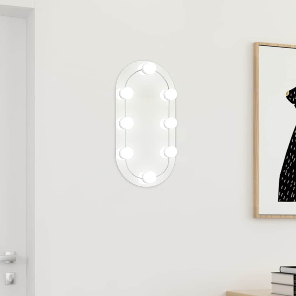 vidaXL Огледало с LED лампи 40x20 см овално стъкло