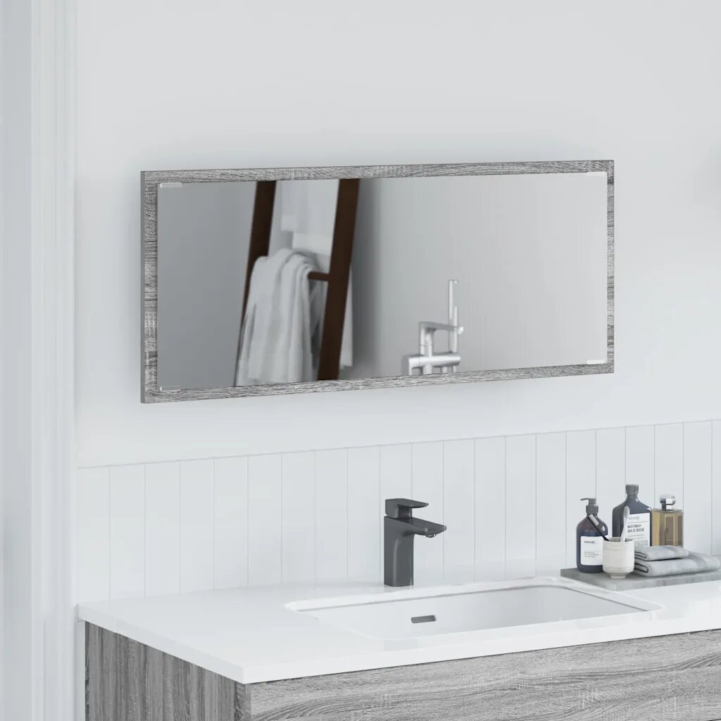 vidaXL Огледало Сив Сонома 90 x 85 x 37 см Инженерна дървесина