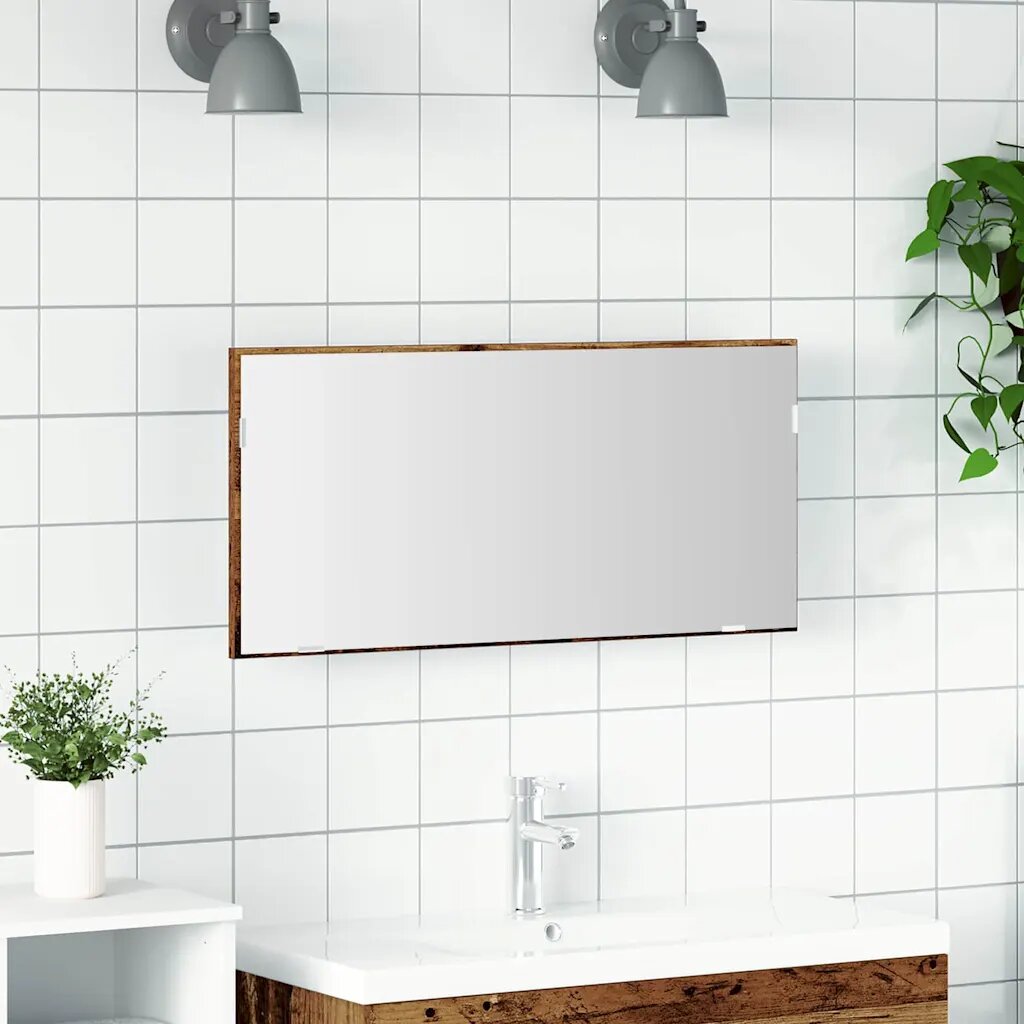 vidaXL Огледало Старо дърво 80 x 37 см Стъкло и инжектирано дърво