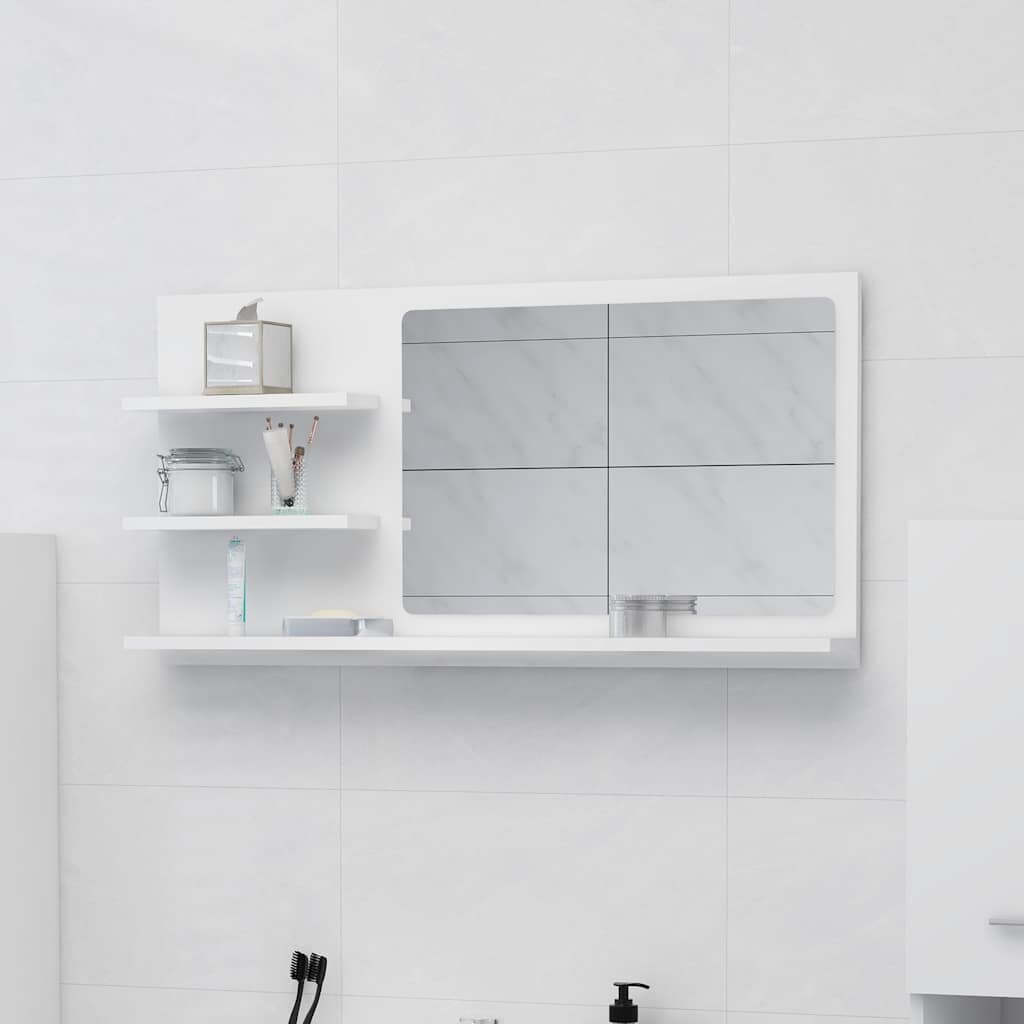 vidaXL Огледало за баня бял 90x105x45 см инженерно дърво