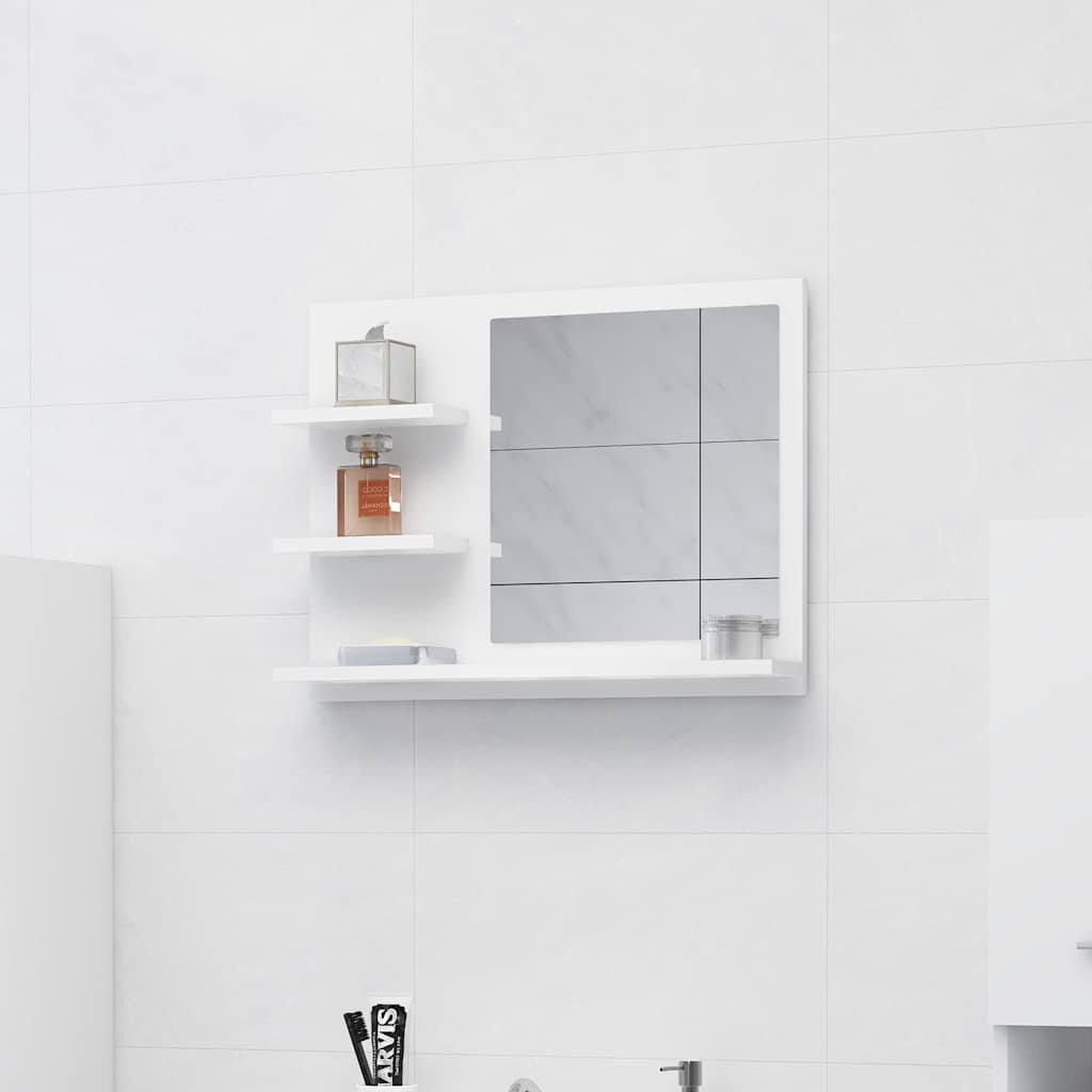 vidaXL Огледало за баня бяло 60x105x45 см инженерно дърво