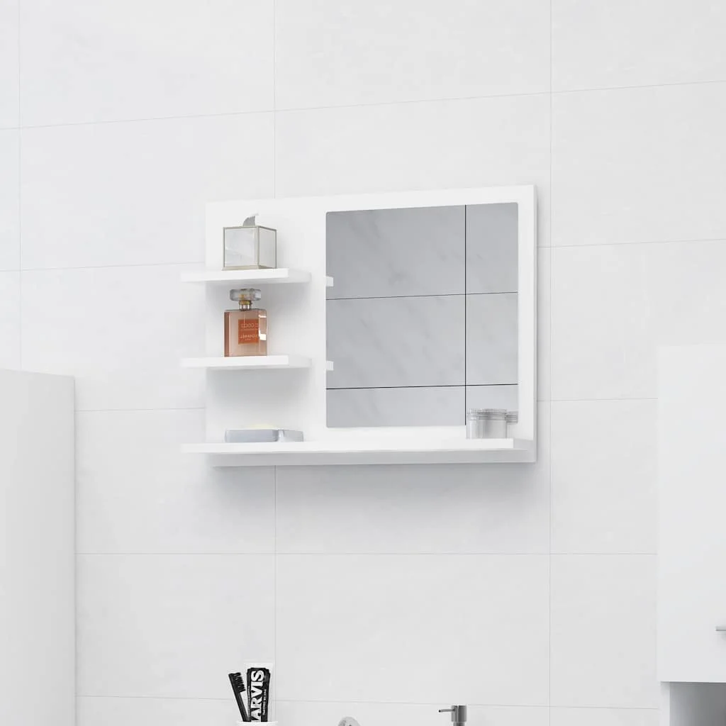 vidaXL Огледало за баня бяло 60x105x45 см инженерно дърво