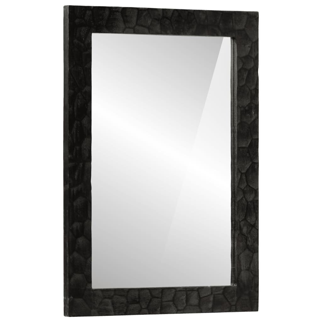 vidaXL Огледало за баня черно 50x70x25 см дърво манго масив и стъкло