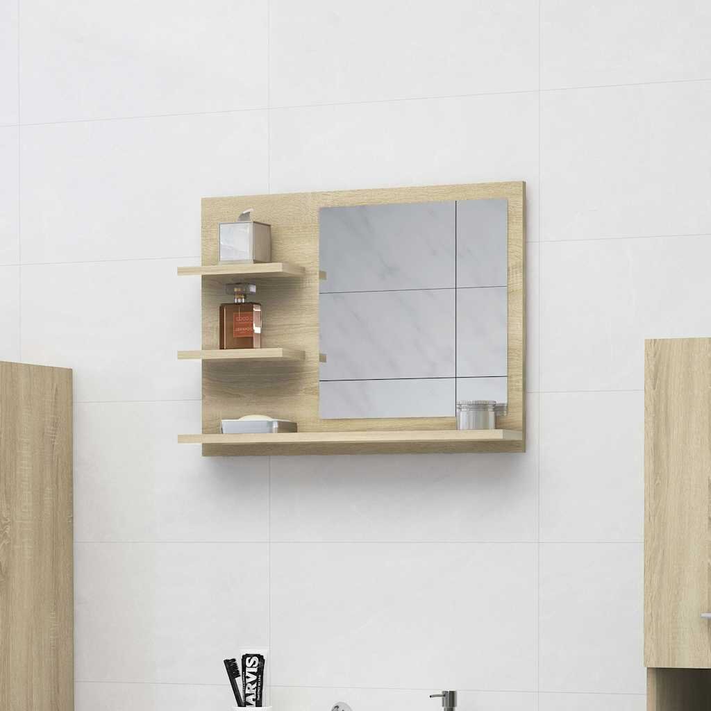 vidaXL Огледало за баня дъб сонома 60x105x45 см инженерно дърво