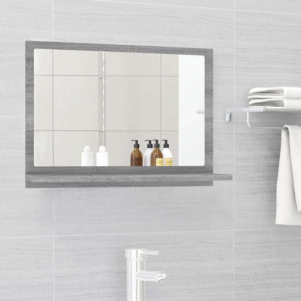 vidaXL Огледало за баня сив сонома 60x105x37 см инженерно дърво