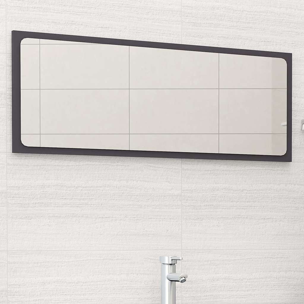 vidaXL Огледало за баня сиво 100x15x37 см ПДЧ