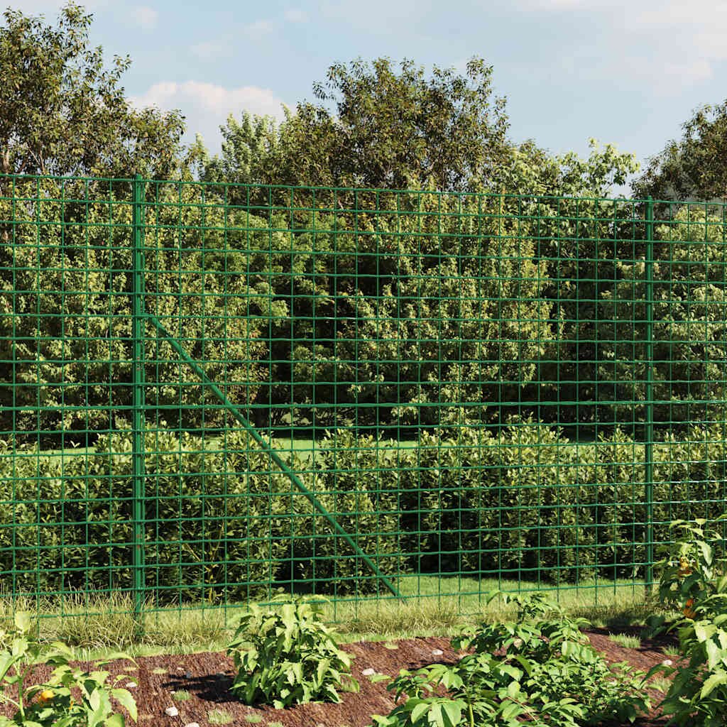 vidaXL Ограда от телена мрежа зелена 2x25 м поцинкована стомана