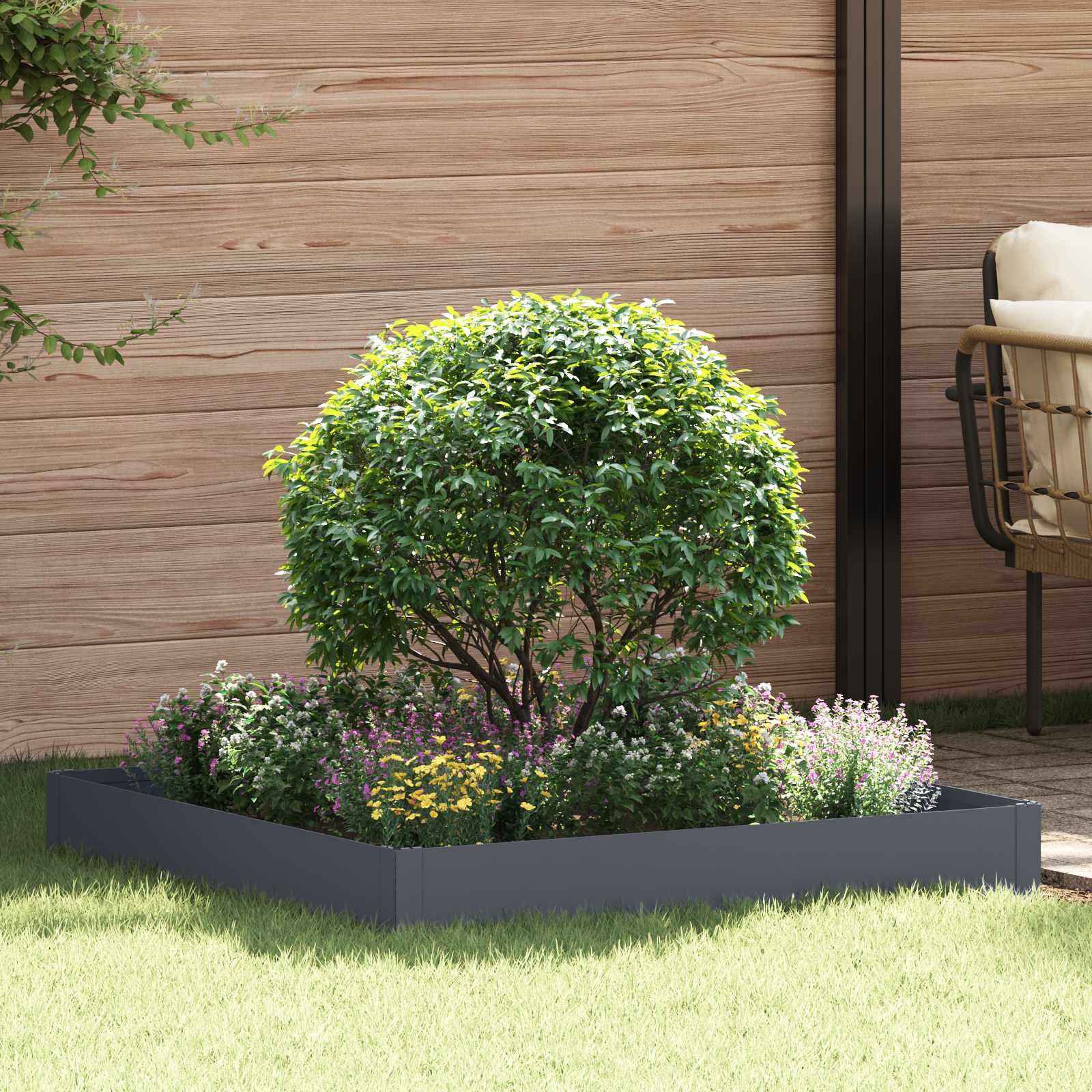 vidaXL Ограда за трева 100 x 100 x 20 cm Стомана Антрацит