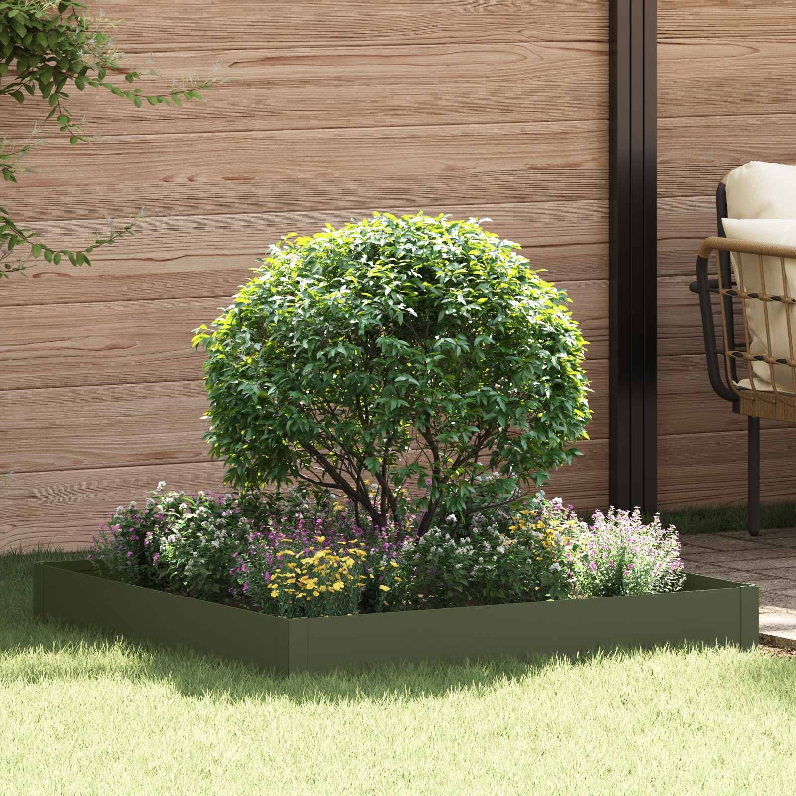 vidaXL Ограда за трева 100 x 100 x 20 cm Стомана Маслиненозелено