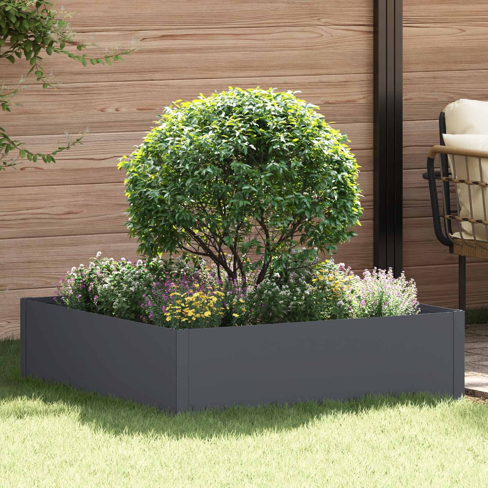 vidaXL Ограда за трева 100 x 100 x 35 cm Стомана Антрацит