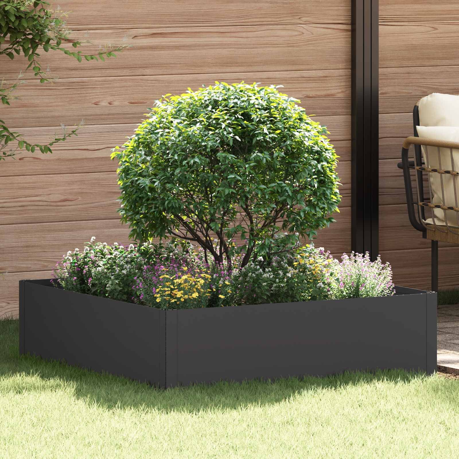 vidaXL Ограда за трева 100 x 100 x 35 cm Стомана Черно