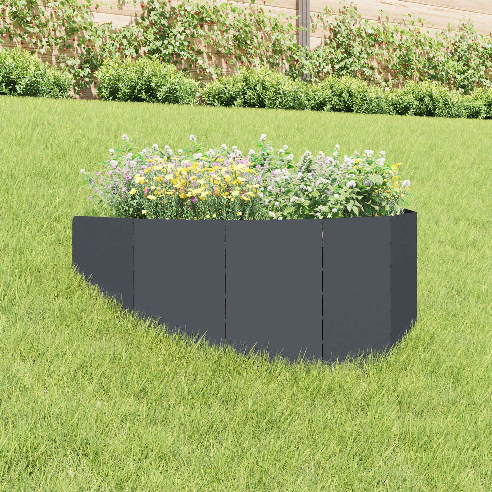 vidaXL Ограда за трева 100 x 45 cm Стомана Антрацит