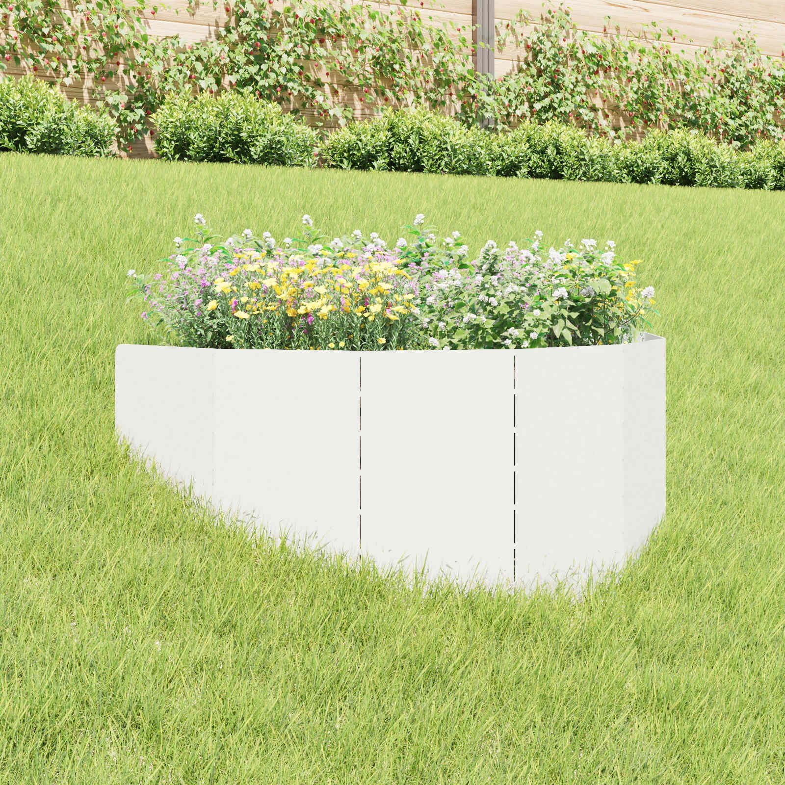 vidaXL Ограда за трева 100 x 45 cm Стомана Бяло