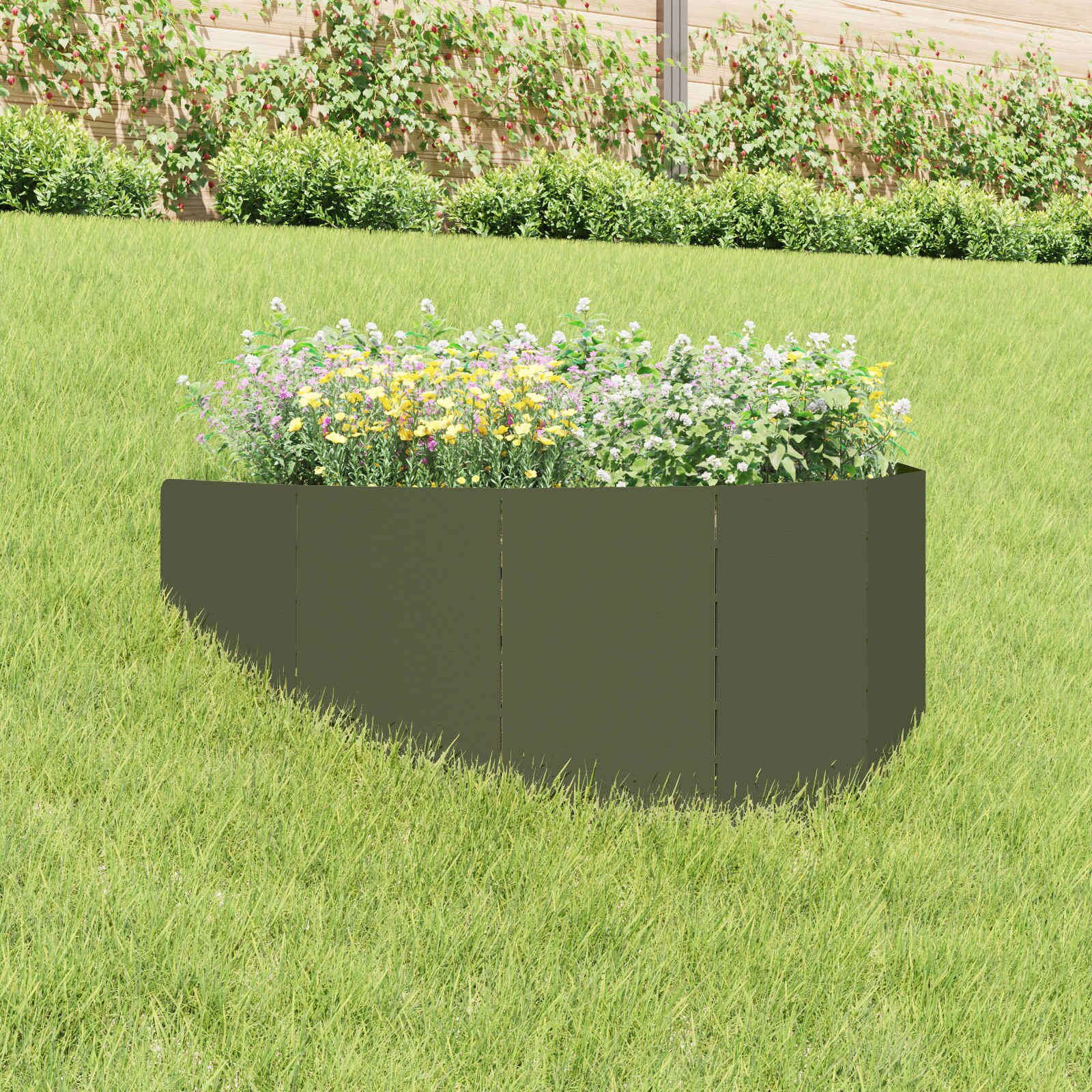 vidaXL Ограда за трева 100 x 45 cm Стомана Маслиненозелено