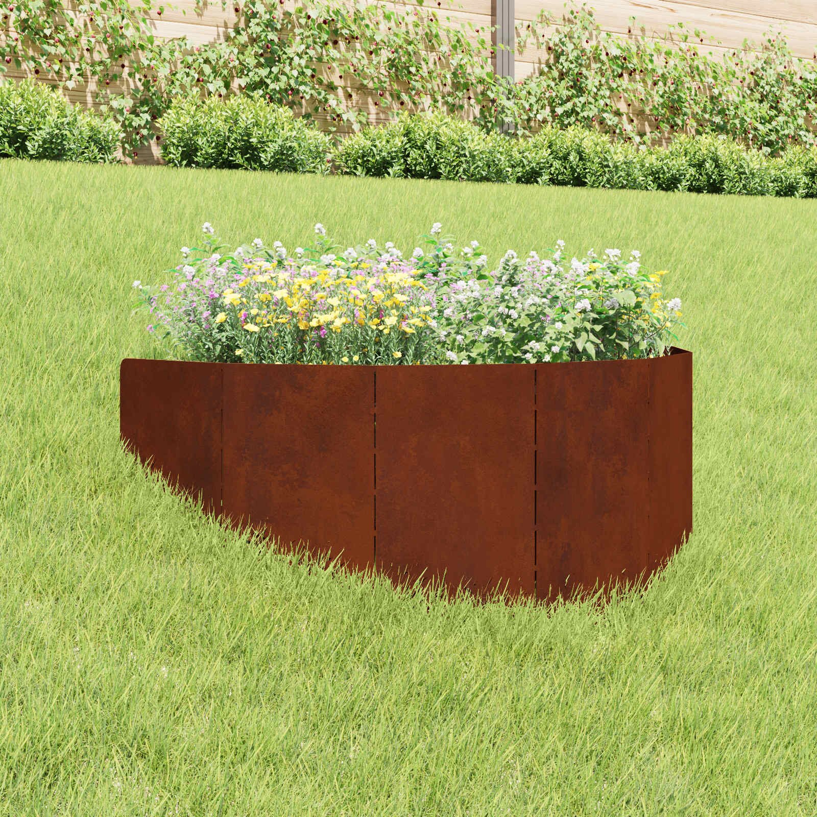 vidaXL Ограда за трева 100 x 45 cm Стомана Ръждясало