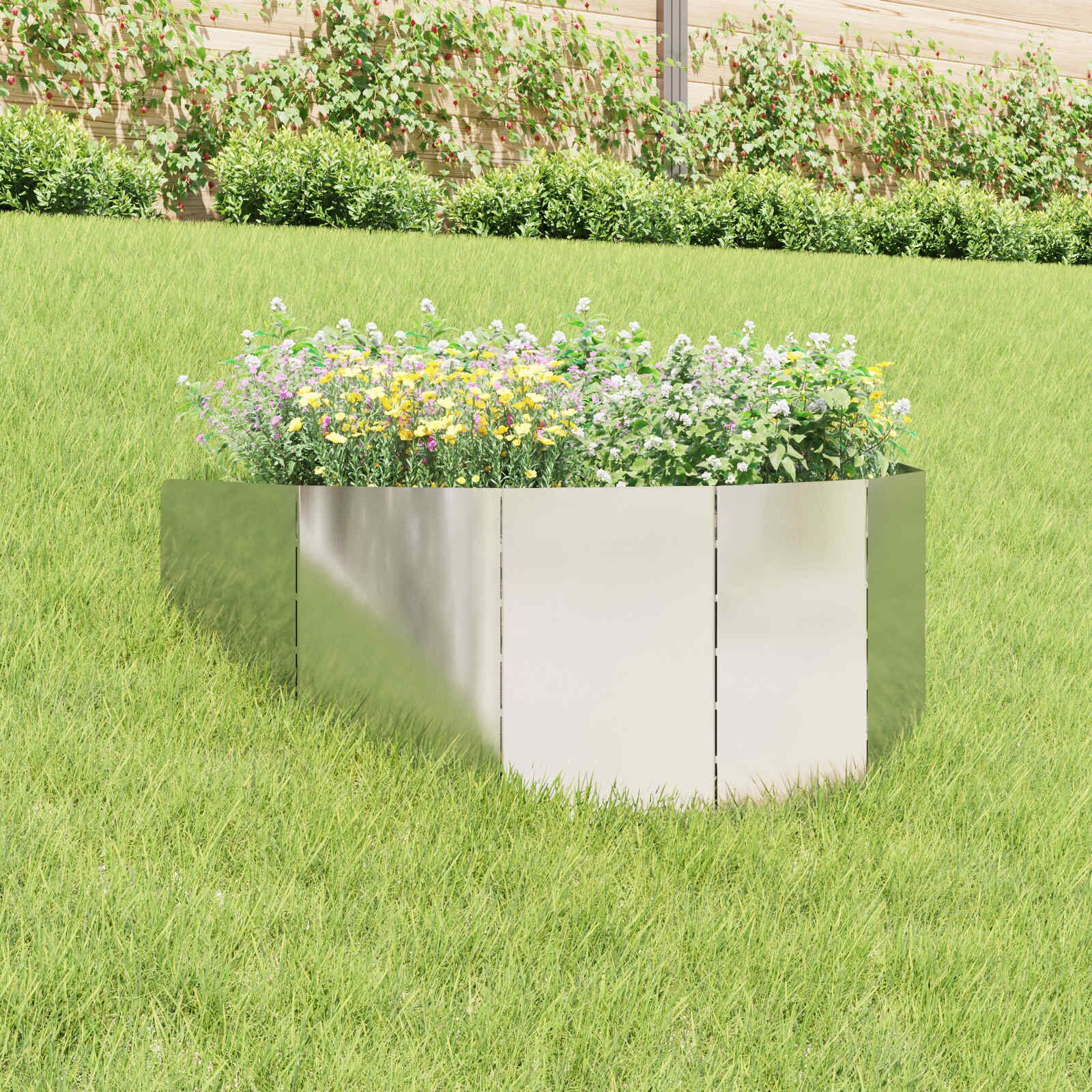 vidaXL Ограда за трева 100 x 45 cm Стомана Сребристо