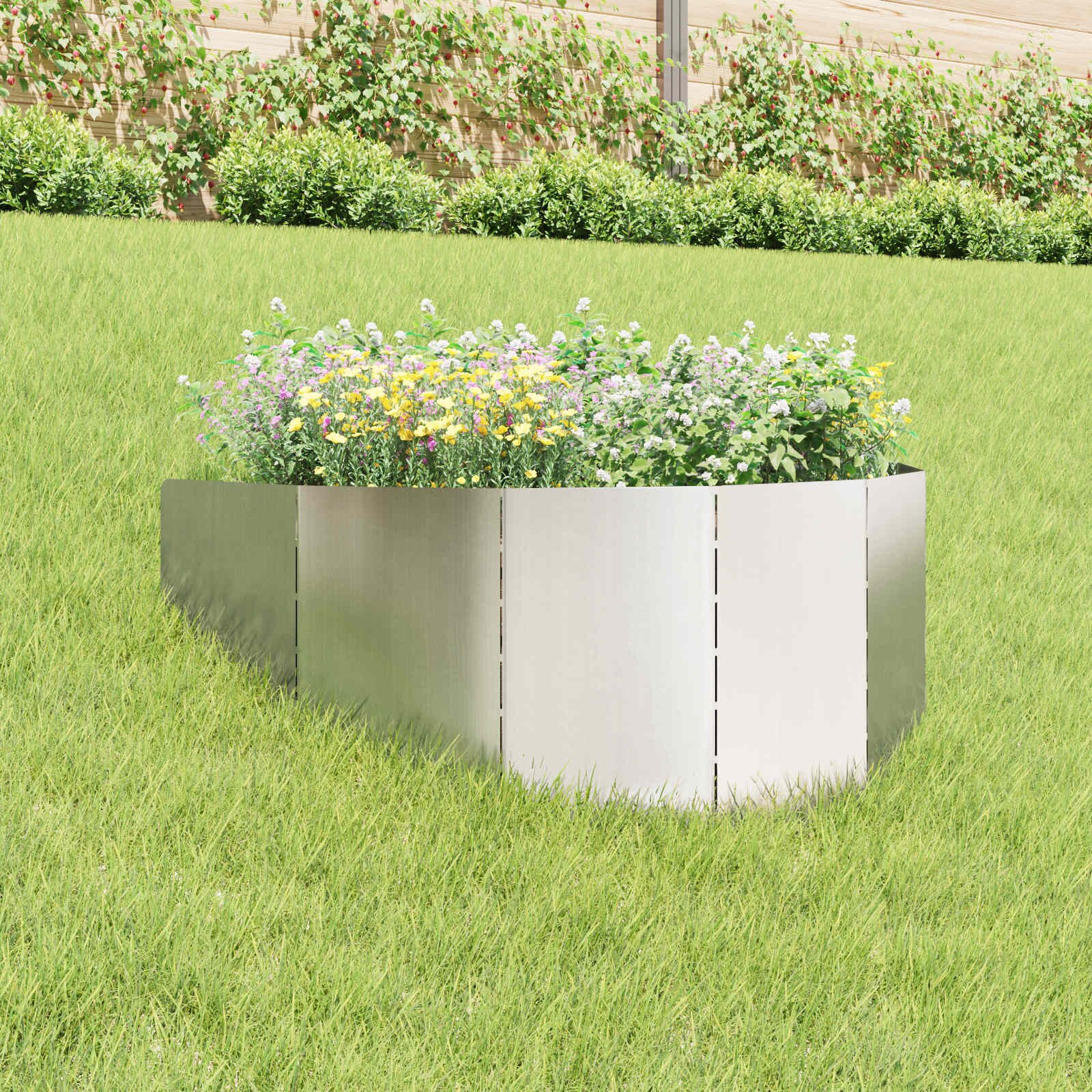 vidaXL Ограда за трева 100 x 45 cm Стомана Сребристо
