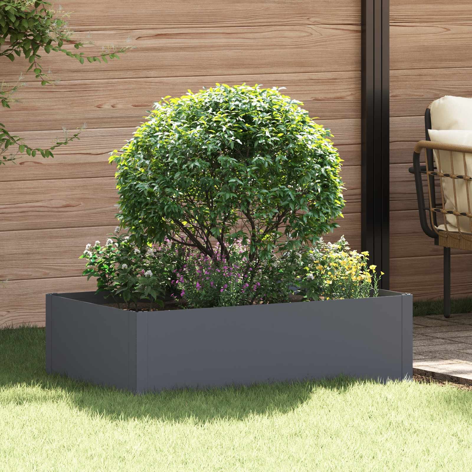 vidaXL Ограда за трева 100 x 60 x 35 cm Стомана Антрацит