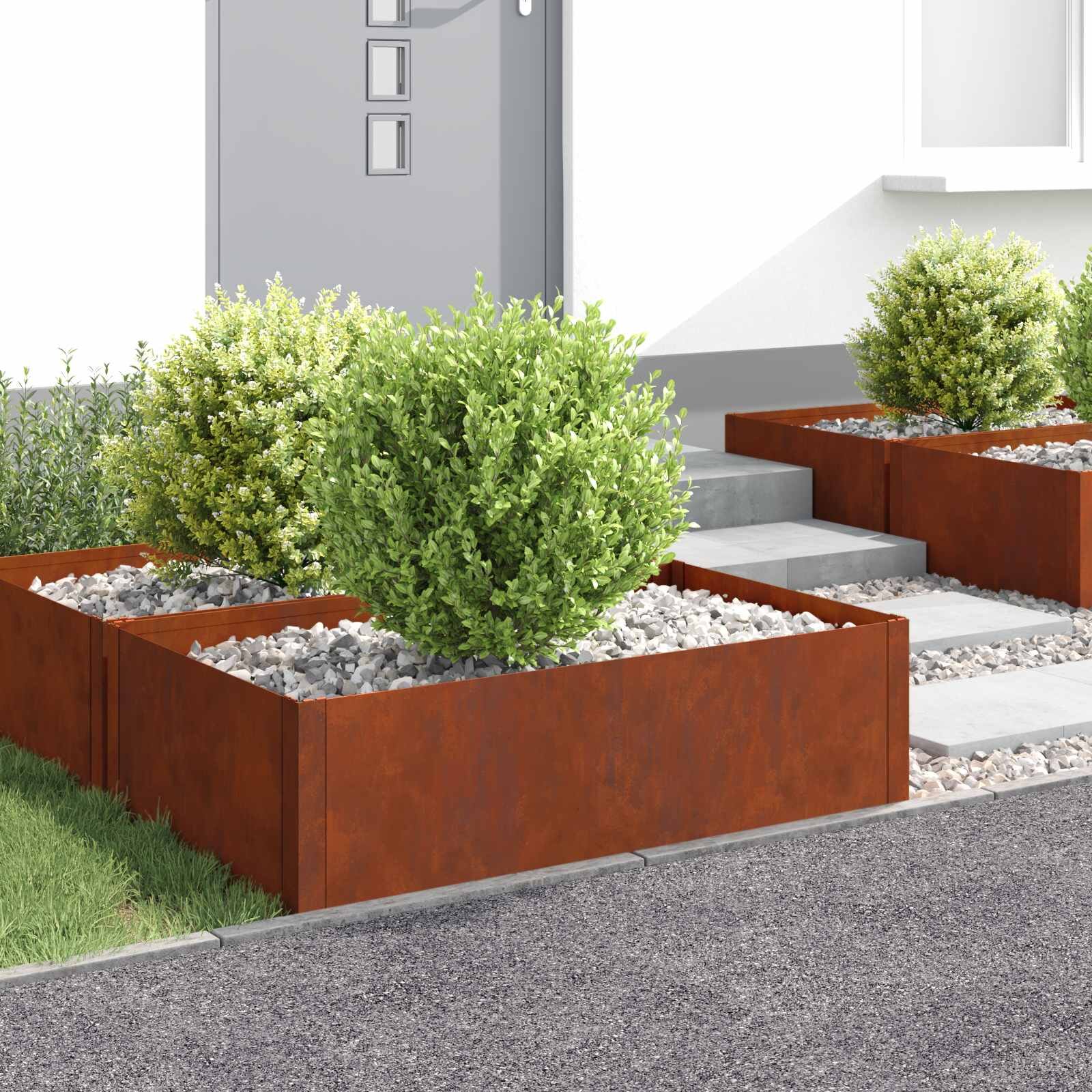 vidaXL Ограда за трева 100 x 60 x 35 cm Стомана Ръждясало