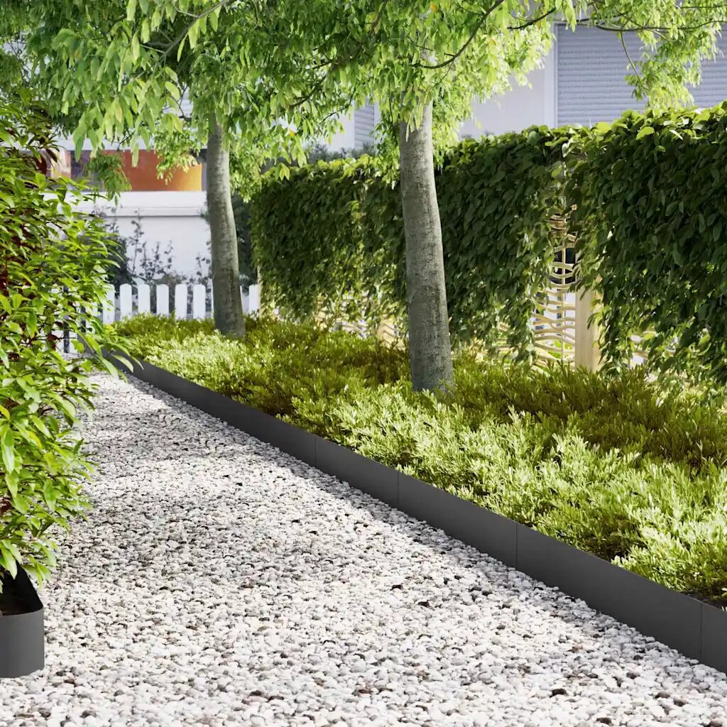 vidaXL Ограда за трева 20 бр. 100 x 0.05 x 20 см Черно