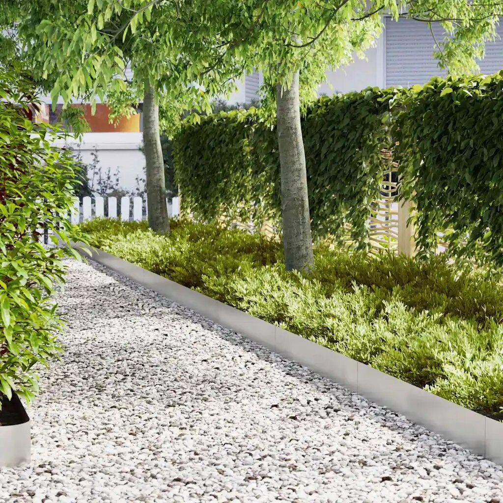vidaXL Ограда за трева 30 бр. 100 x 0.05 x 20 см Неръждаема стомана