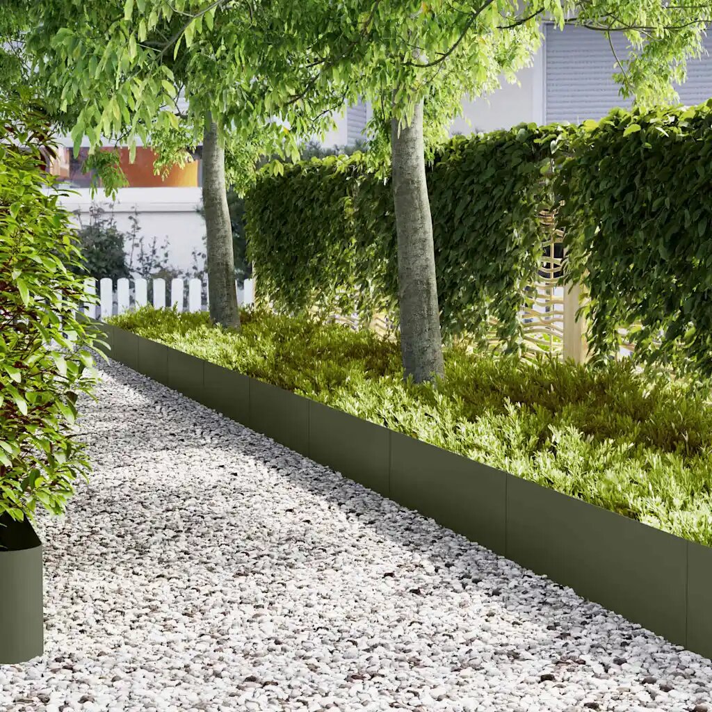 vidaXL Ограда за трева 30 бр. 100 x 005 x 30 см Маслинено зелено