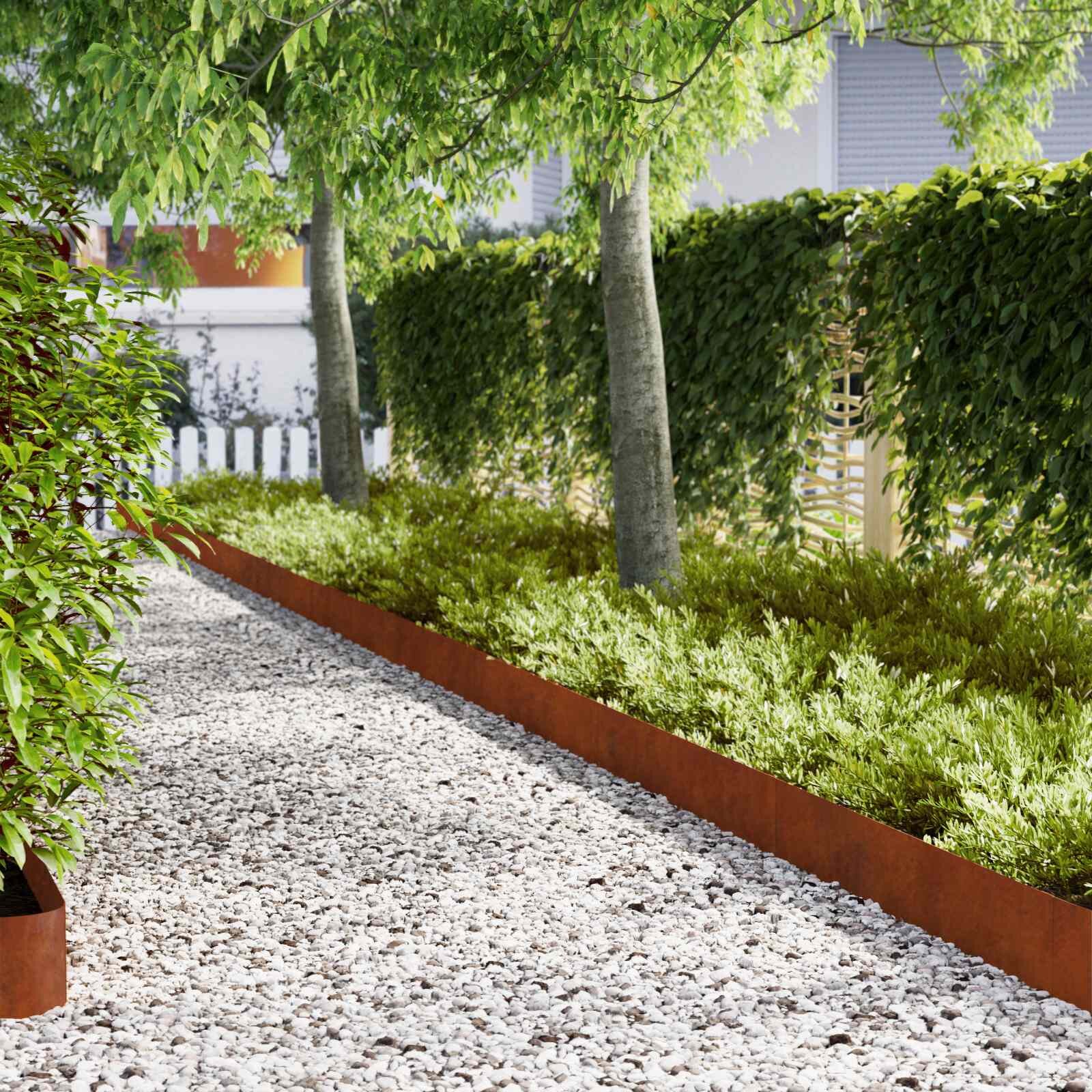 vidaXL Ограда за трева 30 бр. 20 x 103 cm Кортенова стомана Ръждясало