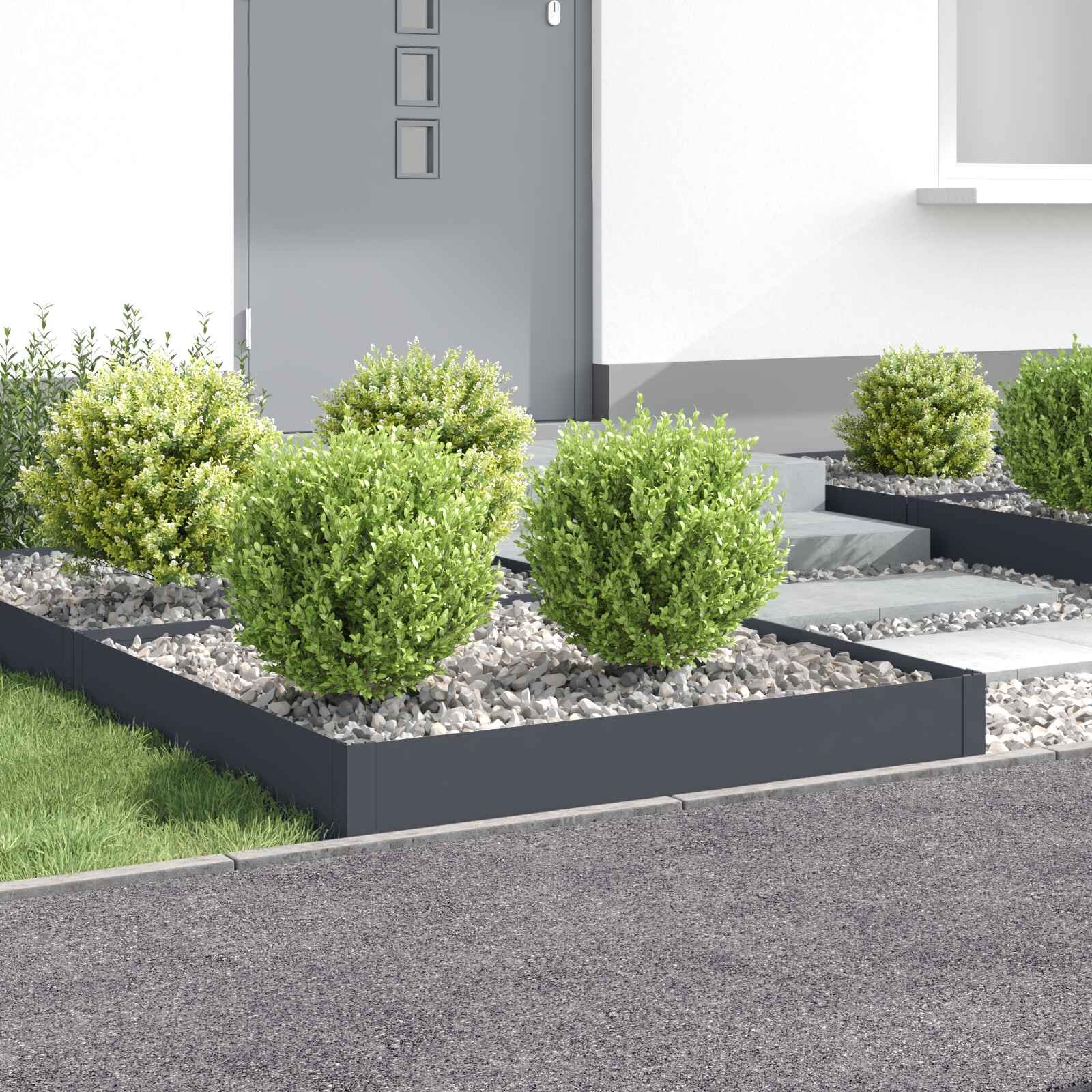 vidaXL Ограда за трева 4 бр. 100 x 100 x 20 cm Стомана Антрацит