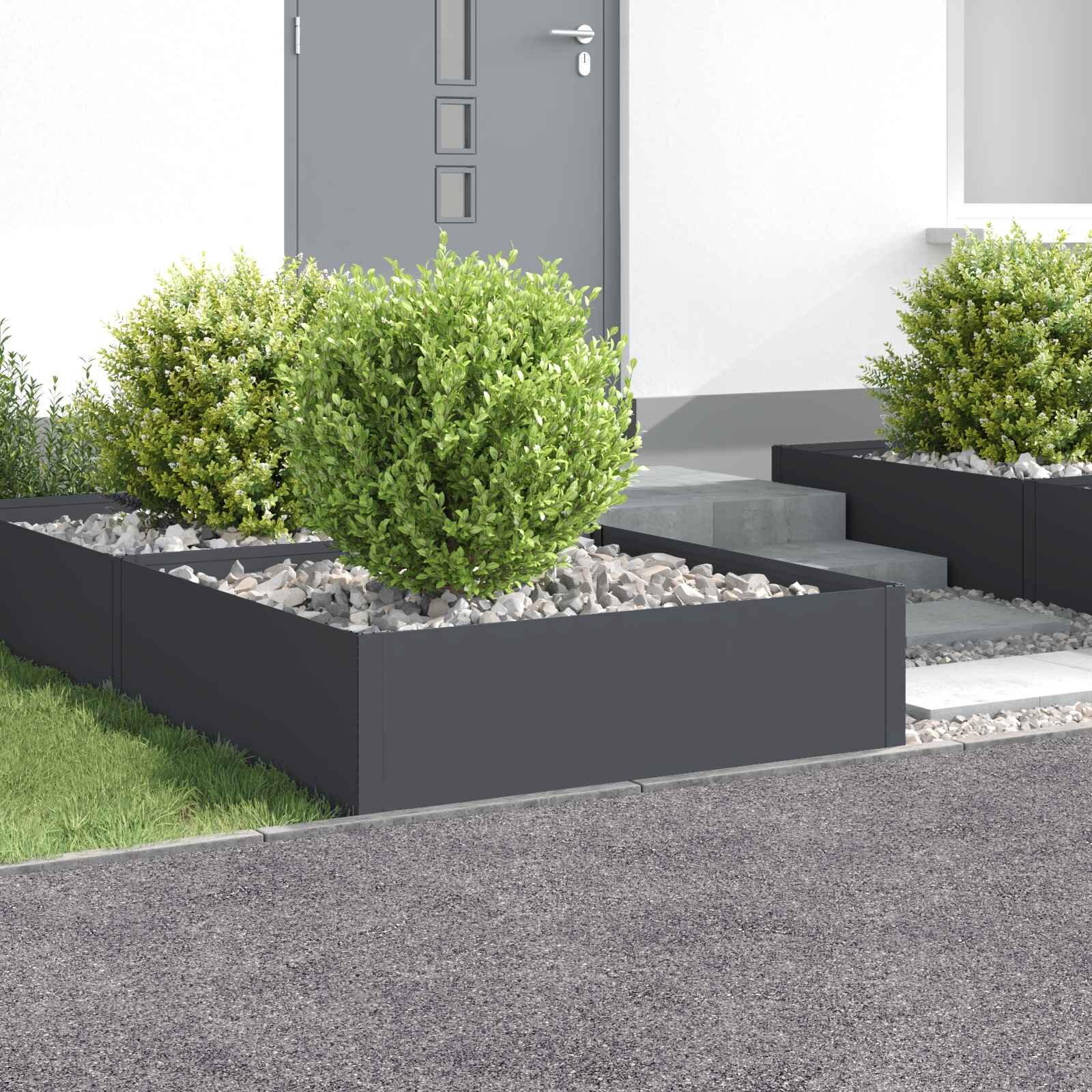 vidaXL Ограда за трева 4 бр. 100 x 100 x 35 cm Стомана Антрацит