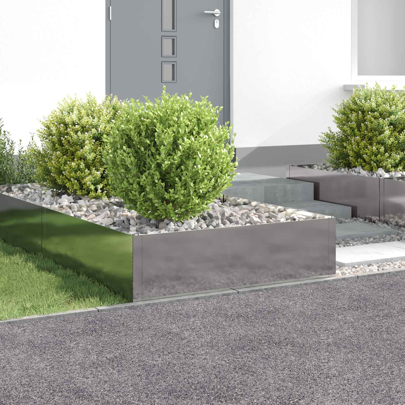 vidaXL Ограда за трева 4 бр. 100 x 100 x 35 cm Стомана Сребристо