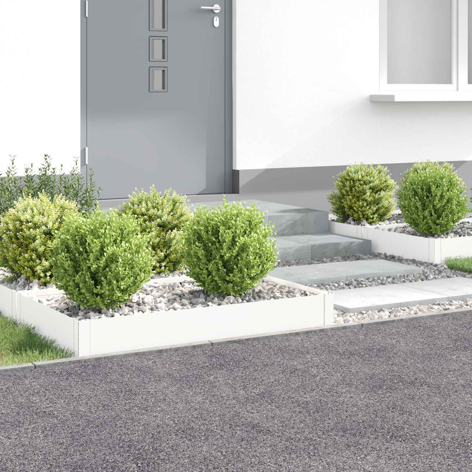 vidaXL Ограда за трева 4 бр. 100 x 60 x 20 см Стомана Бяло