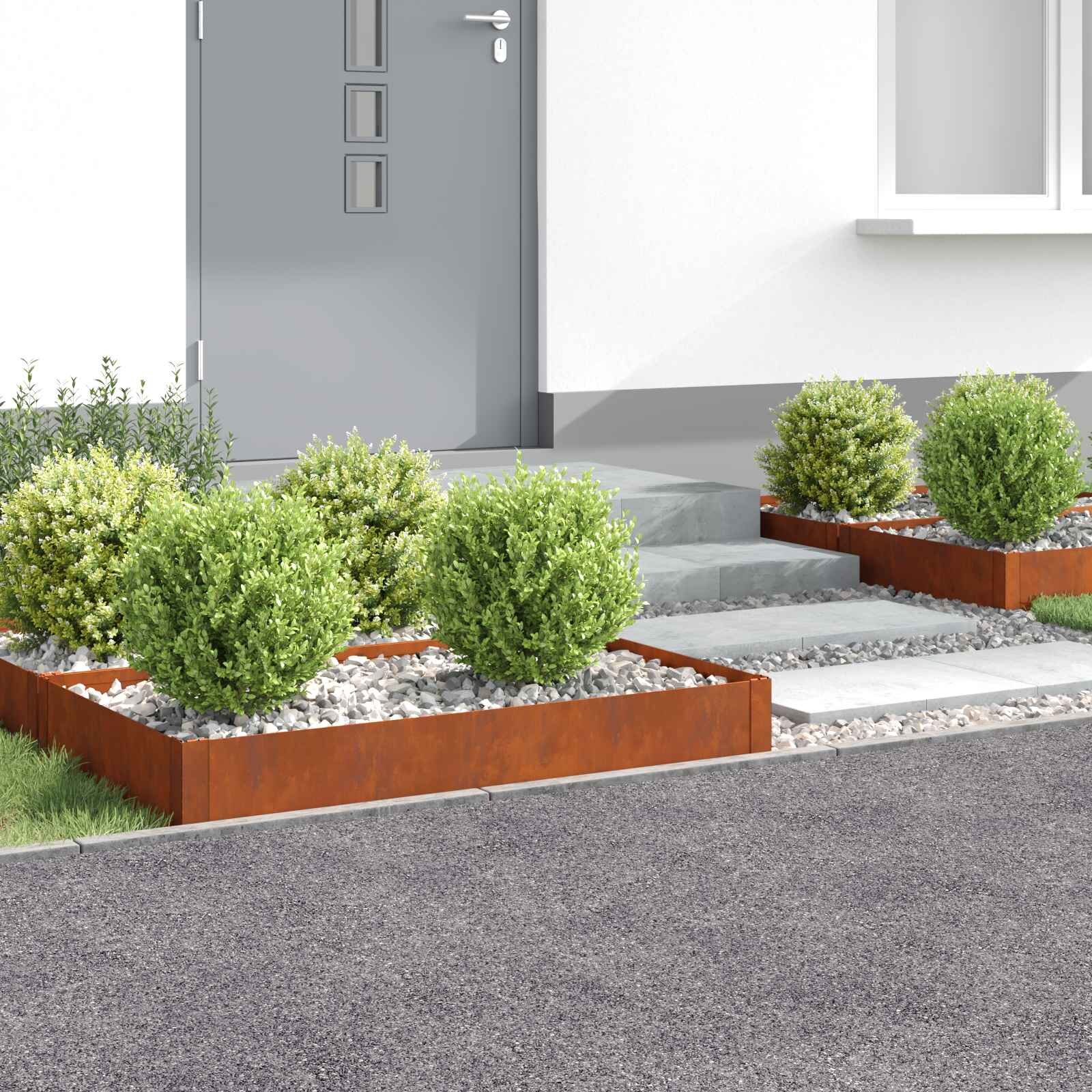 vidaXL Ограда за трева 4 бр. 100 x 60 x 20 см Стомана Ръждясало