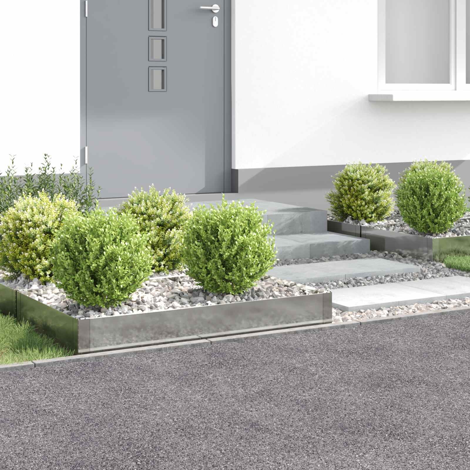 vidaXL Ограда за трева 4 бр. 100 x 60 x 20 см Стомана Сребристо
