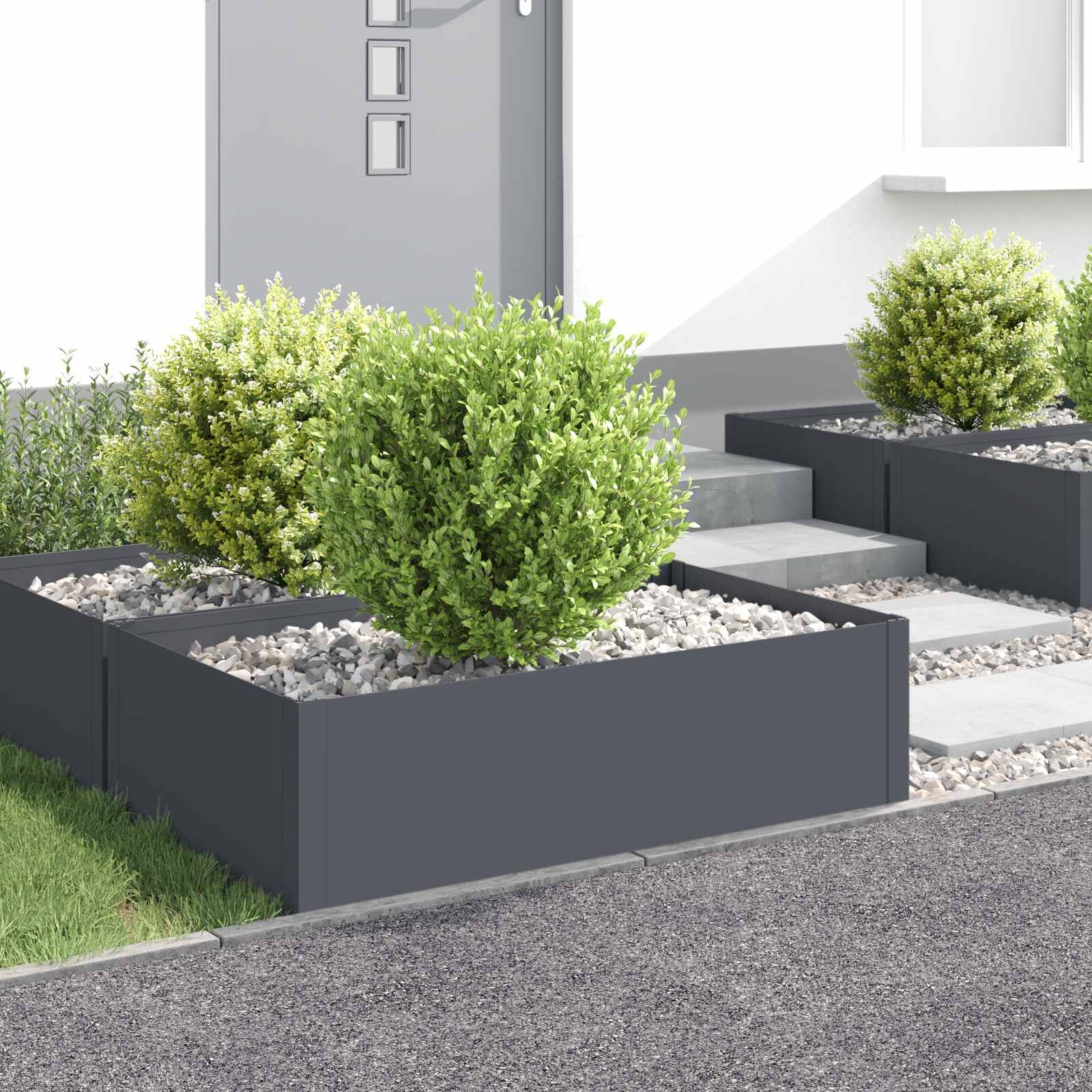 vidaXL Ограда за трева 4 бр. 100 x 60 x 35 cm Стомана Антрацит