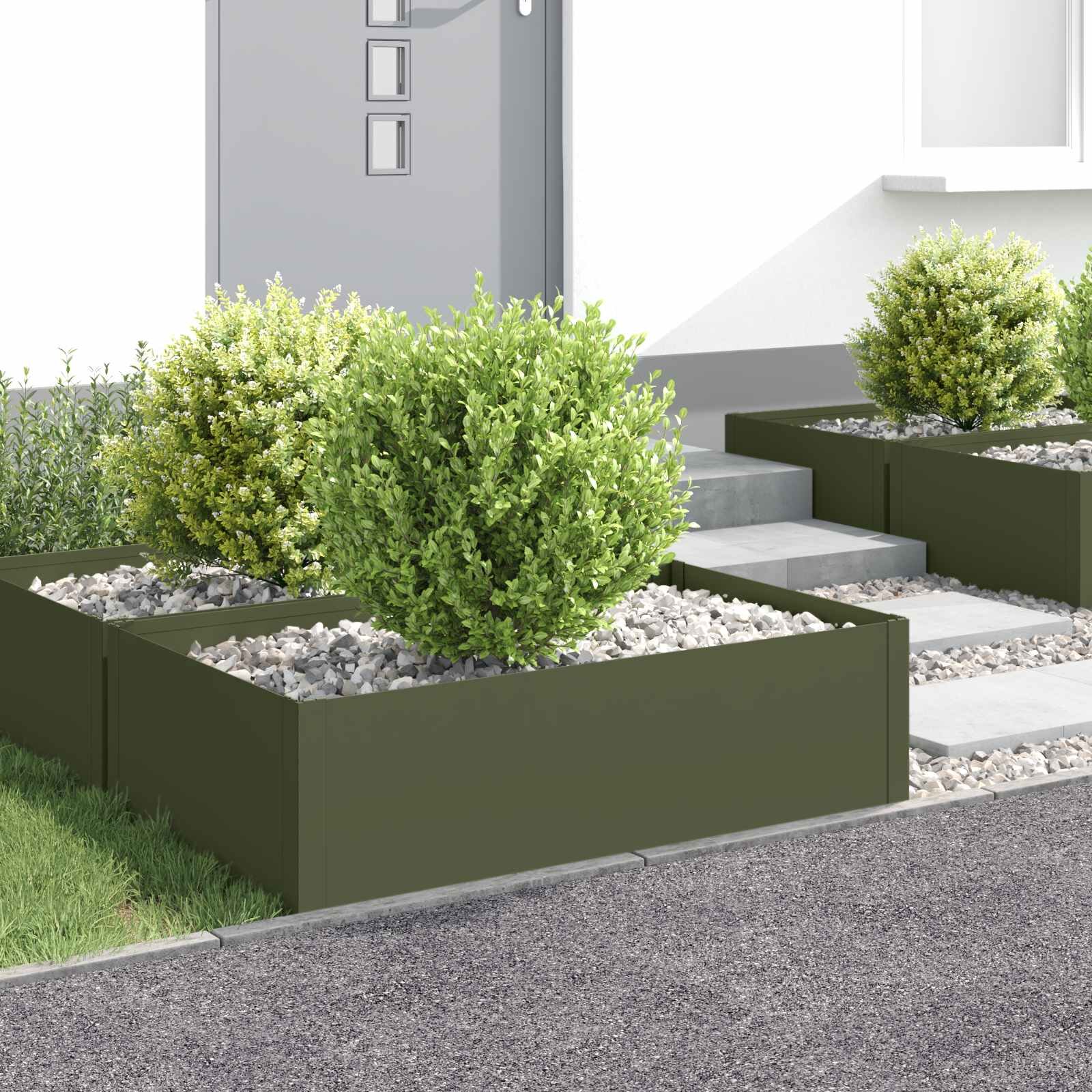 vidaXL Ограда за трева 4 бр. 100 x 60 x 35 cm Стомана Маслиненозелено