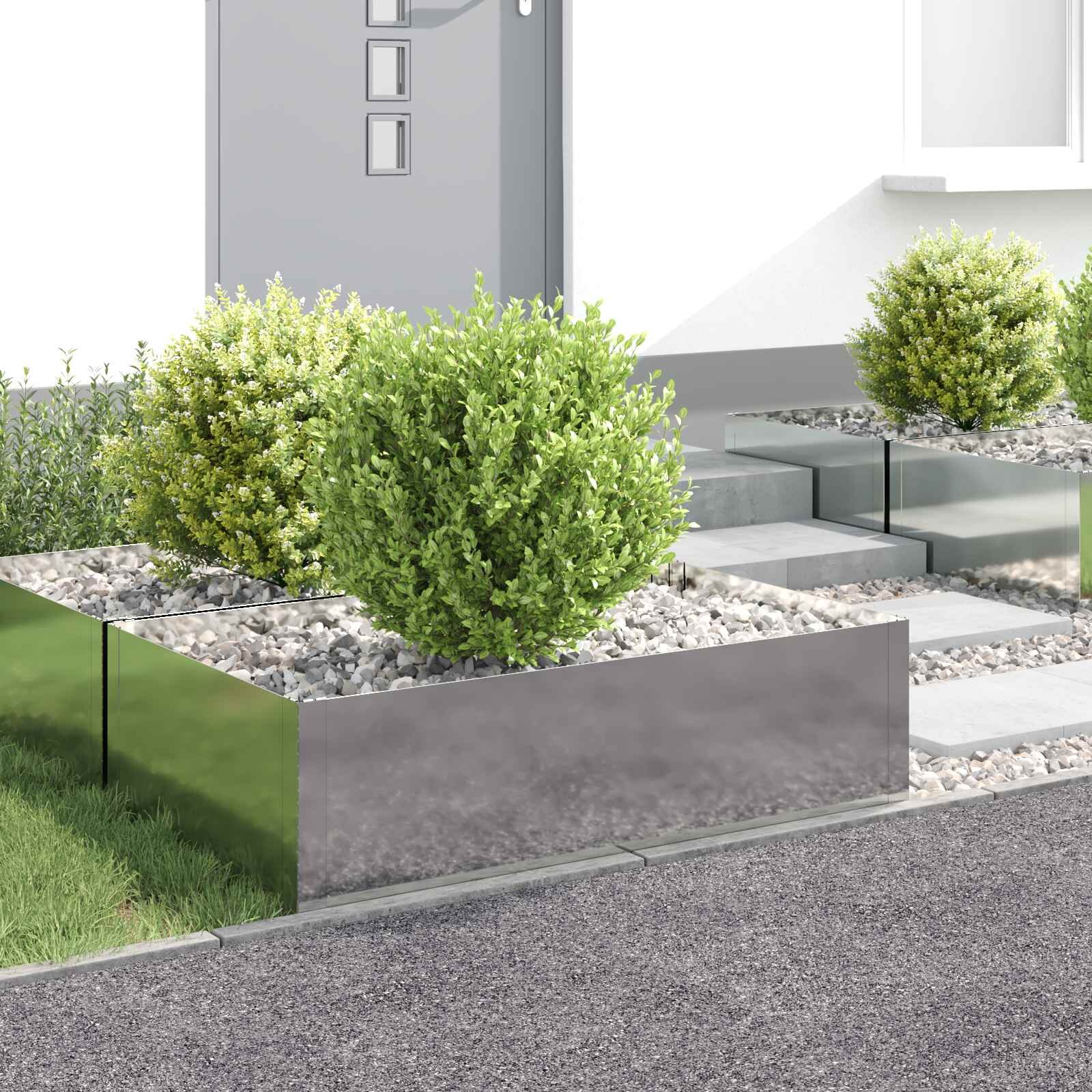 vidaXL Ограда за трева 4 бр. 100 x 60 x 35 cm Стомана Сребристо