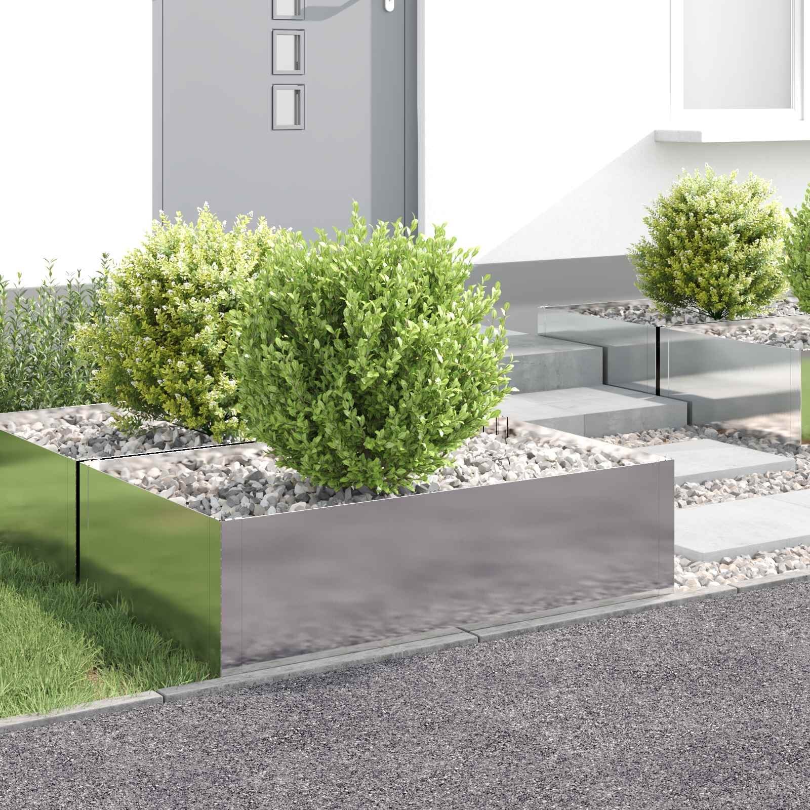 vidaXL Ограда за трева 4 бр. 100 x 60 x 35 cm Стомана Сребристо