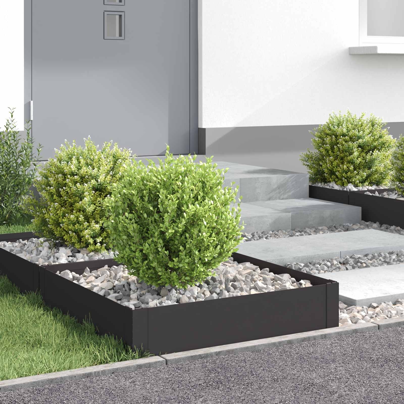vidaXL Ограда за трева 4 бр. 60 x 60 x 20 см Стомана Черно