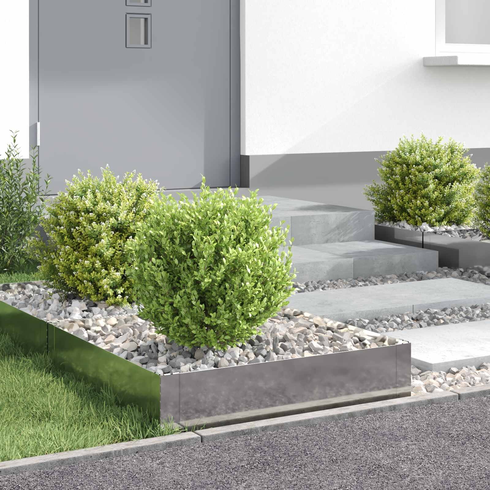 vidaXL Ограда за трева 4 бр. 60 x 60 x 20 см Стомана Сребристо