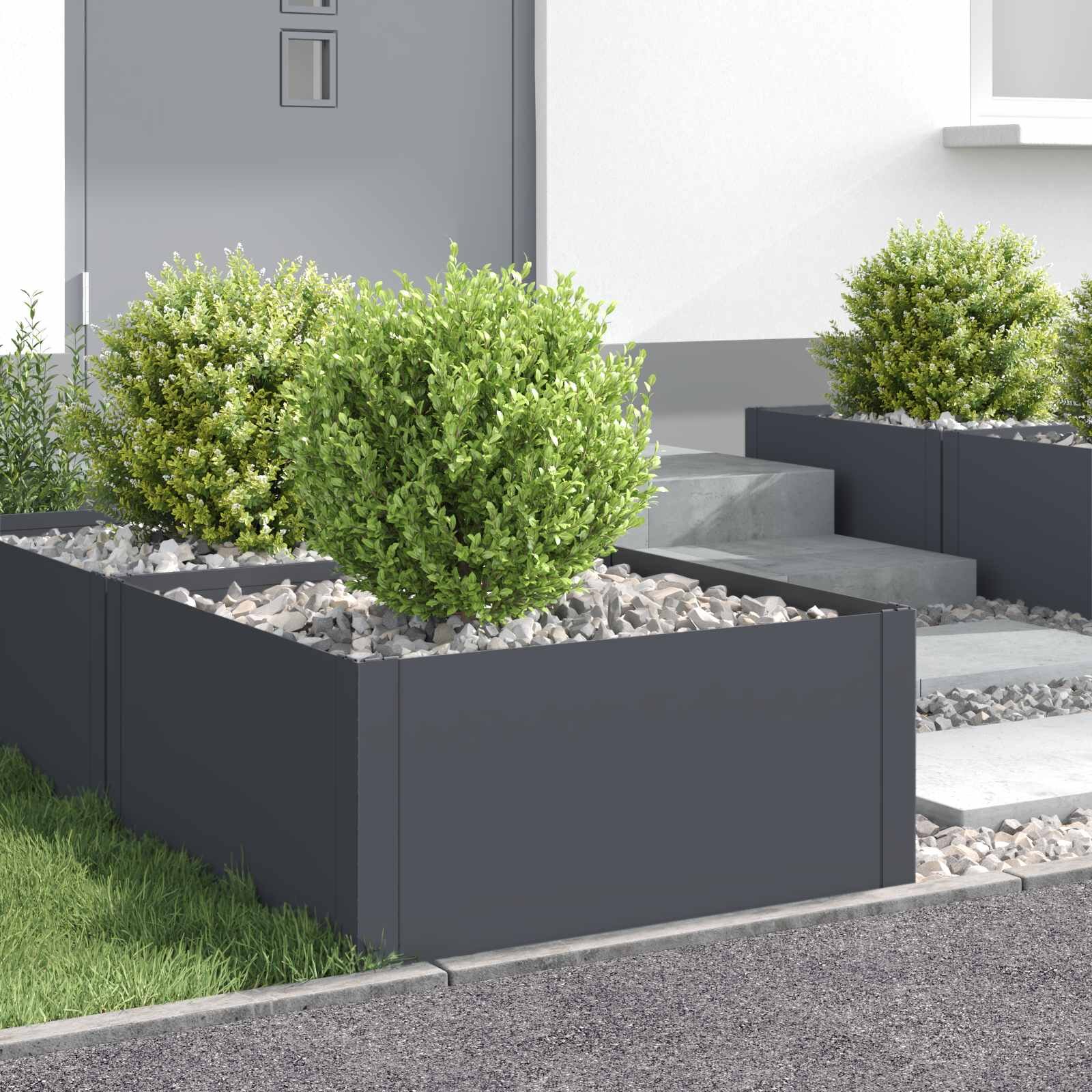 vidaXL Ограда за трева 4 бр. 60 x 60 x 35 cm Стомана Антрацит