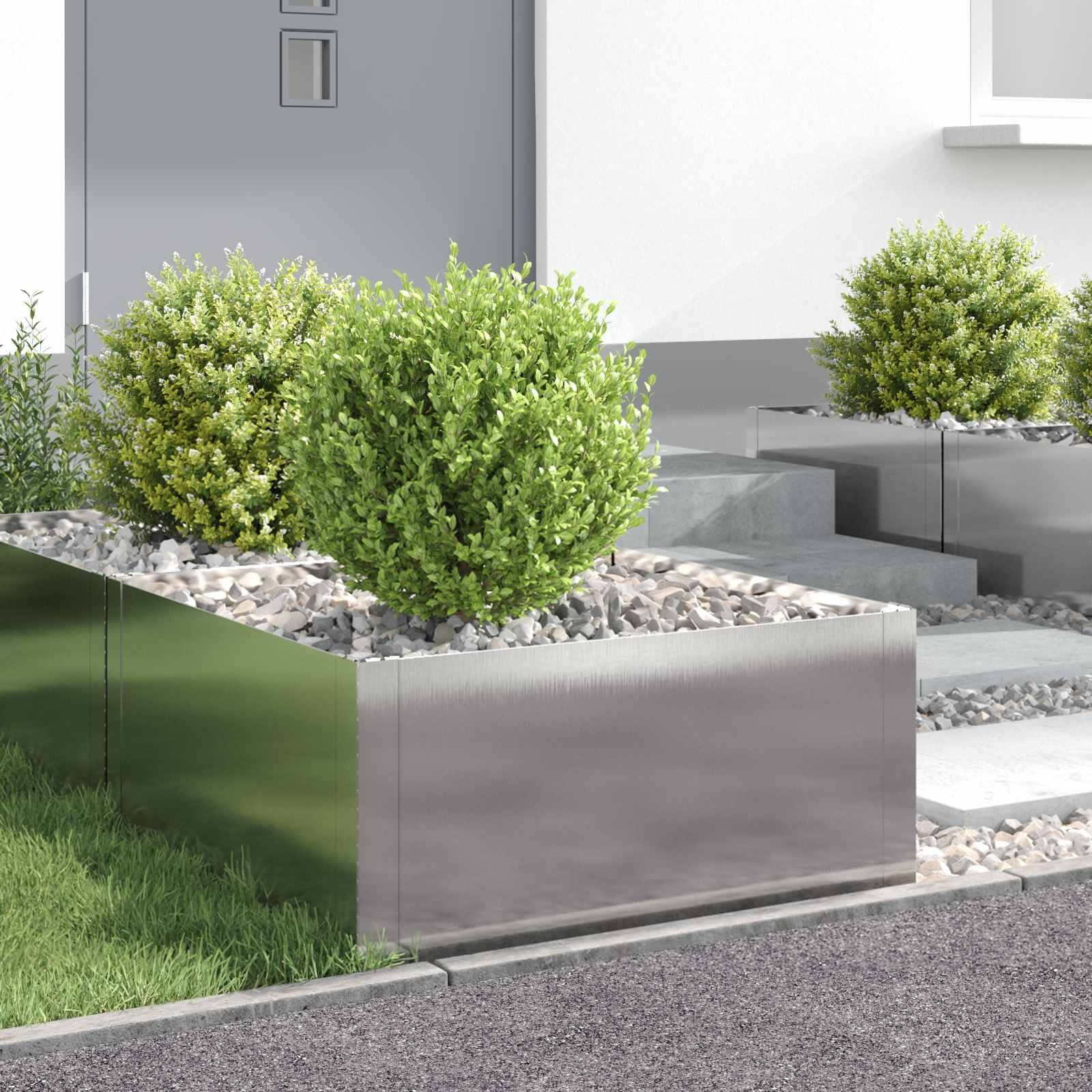vidaXL Ограда за трева 4 бр. 60 x 60 x 35 cm Стомана Сребристо