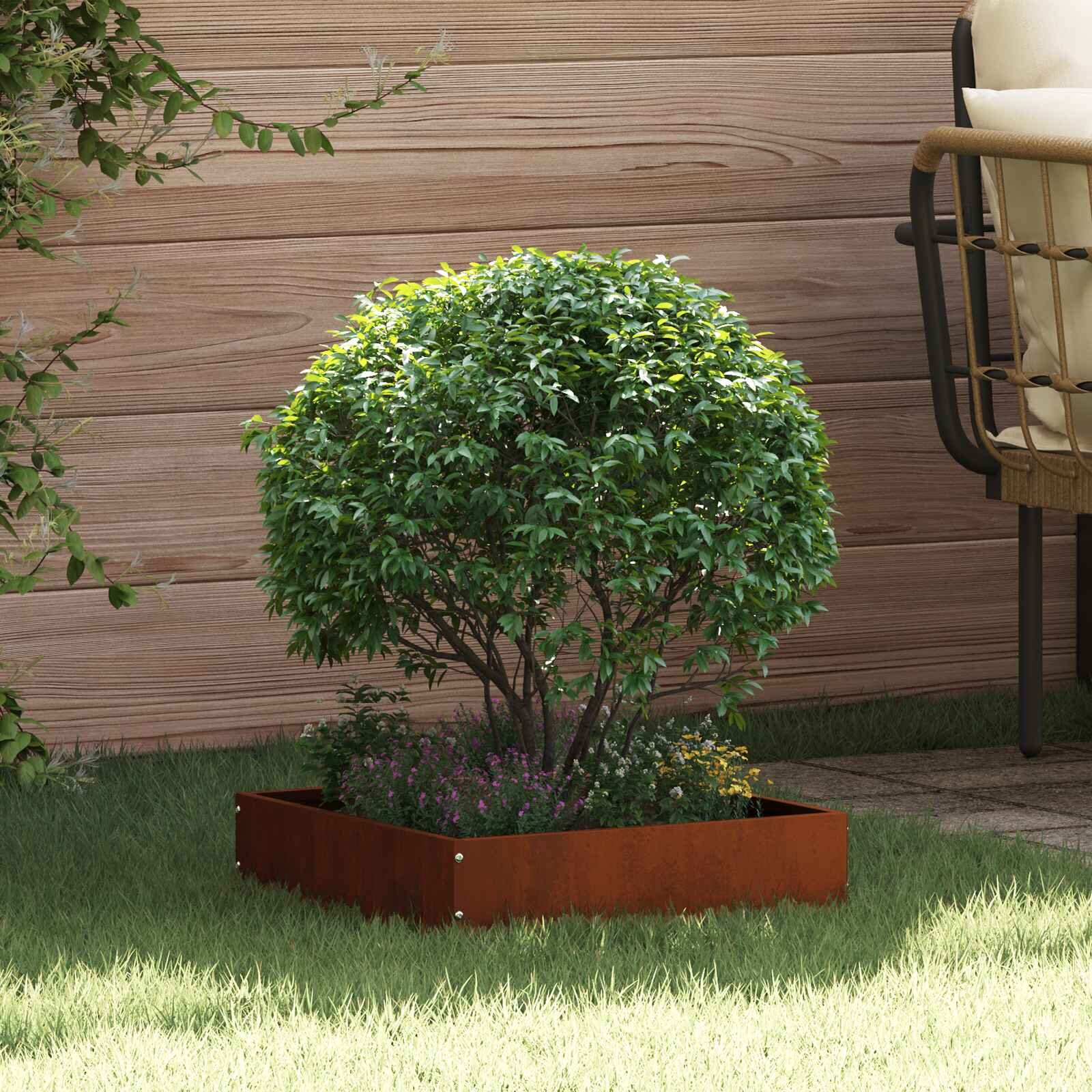 vidaXL Ограда за трева 40 x 40 x 13 cm Ръждясало