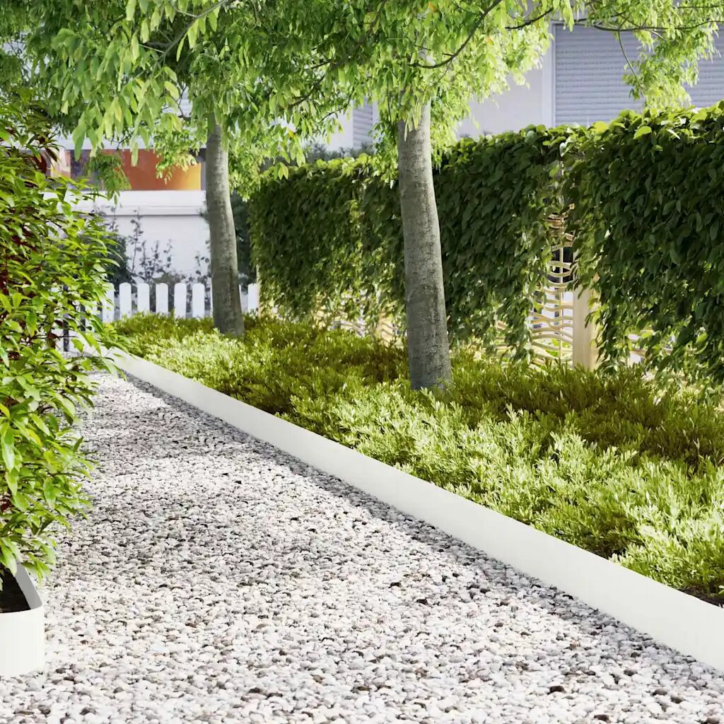 vidaXL Ограда за трева 50 бр. 100 x 0.05 x 20 см Бяло