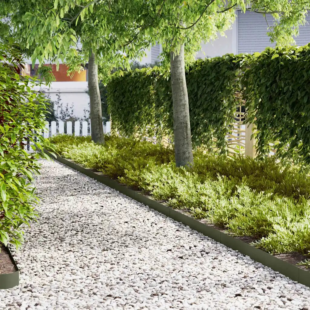 vidaXL Ограда за трева 50 бр. 100 x 005 x 15 см Маслинено зелено