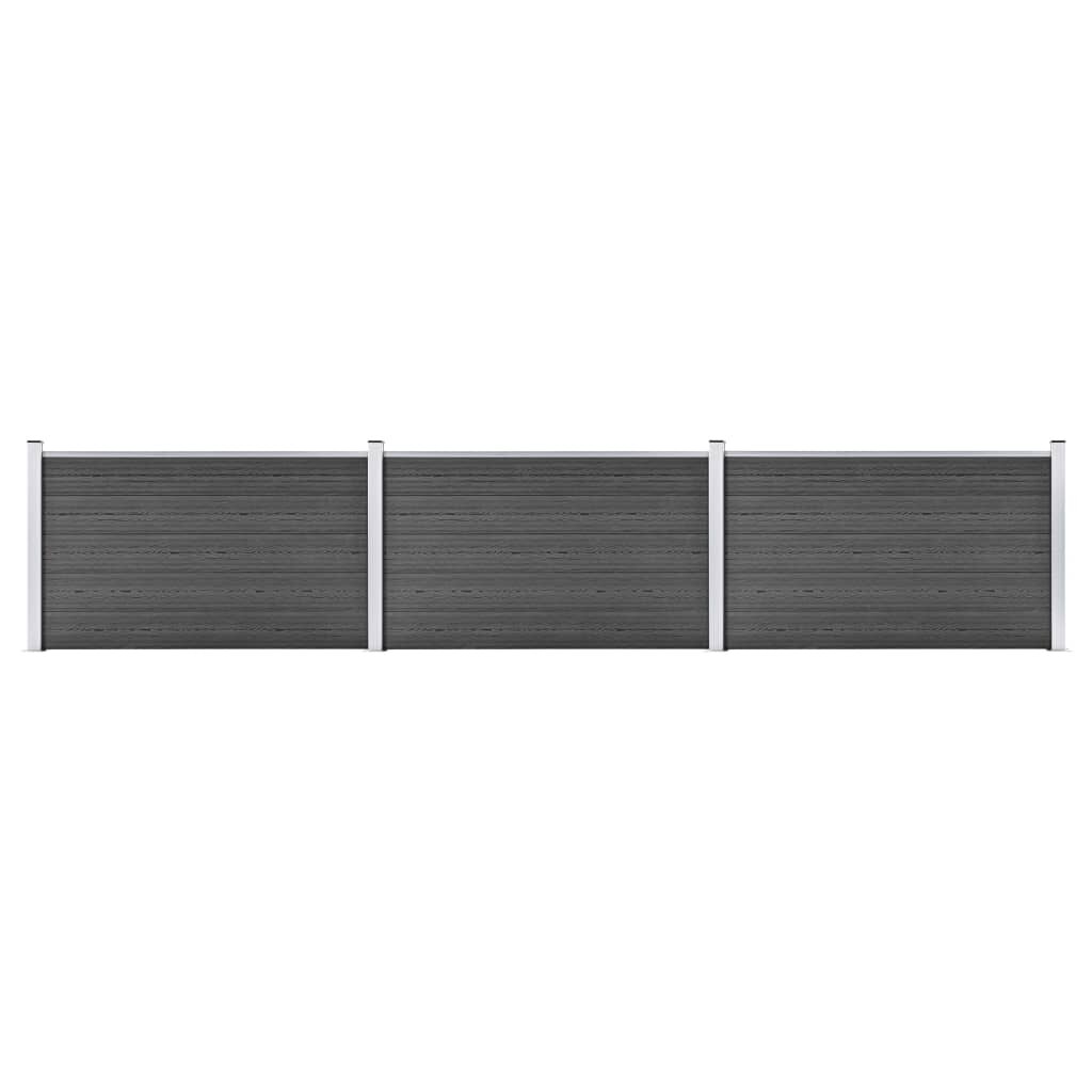 vidaXL Ограден панел WPC 526x105 см черен