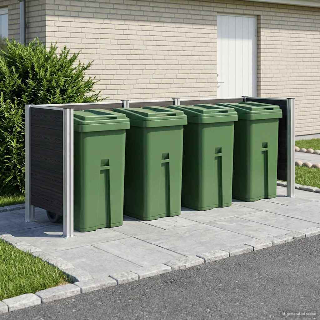vidaXL Оградка за кошче Сиво 315 x 85 x 115 см Алуминий и WPC